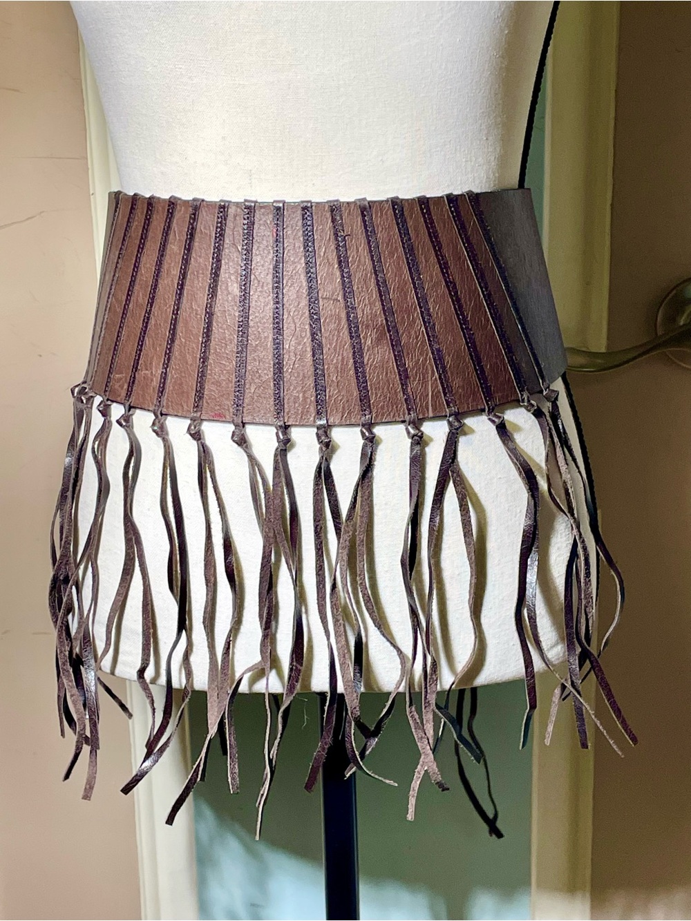 Fringed Brown Leather Belt